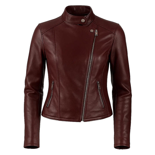Biker Moto Burgundy Jacket