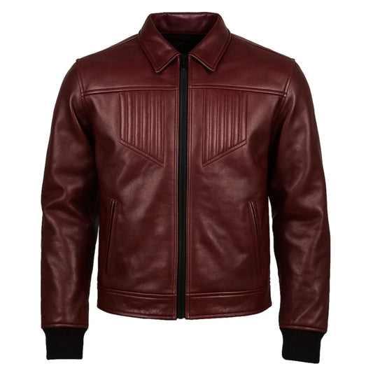 Deep Maroon Cafe Racer Jacket