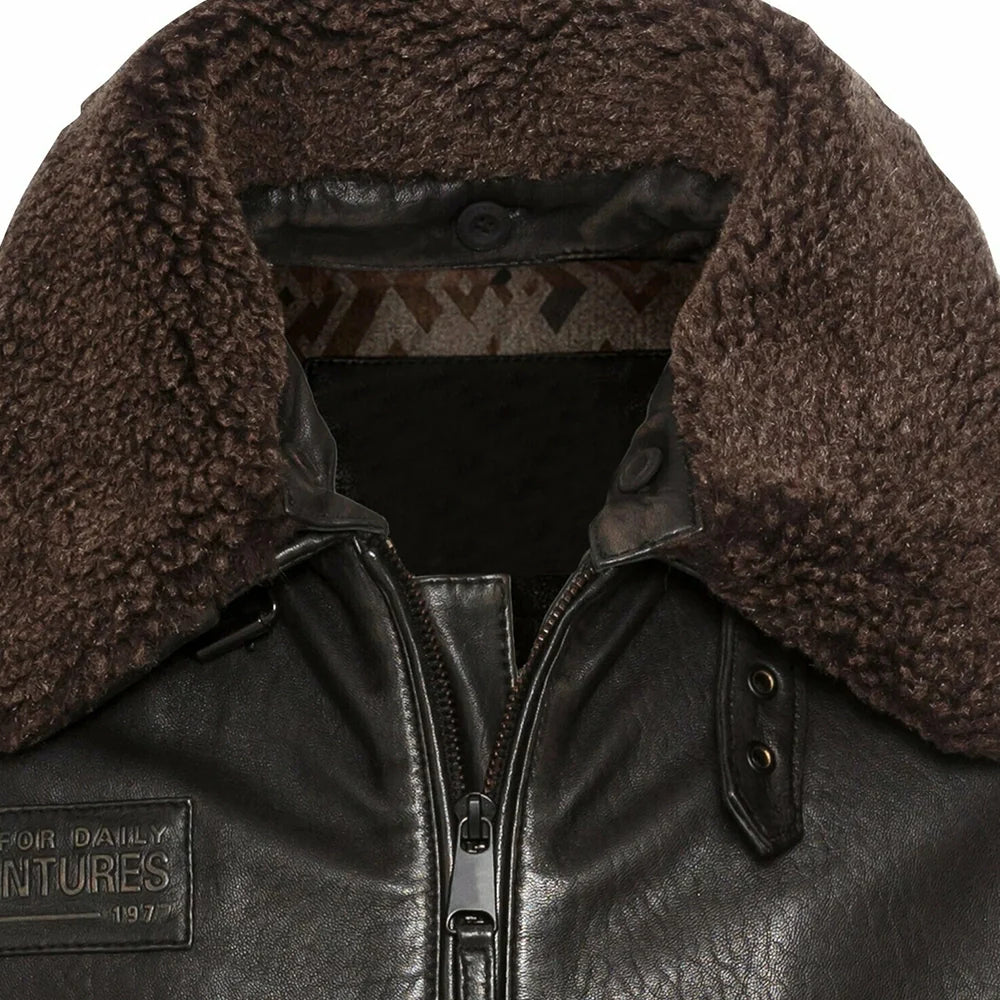 Men’s Brown Fur Collar B3 RAF Sheepskin Jacket