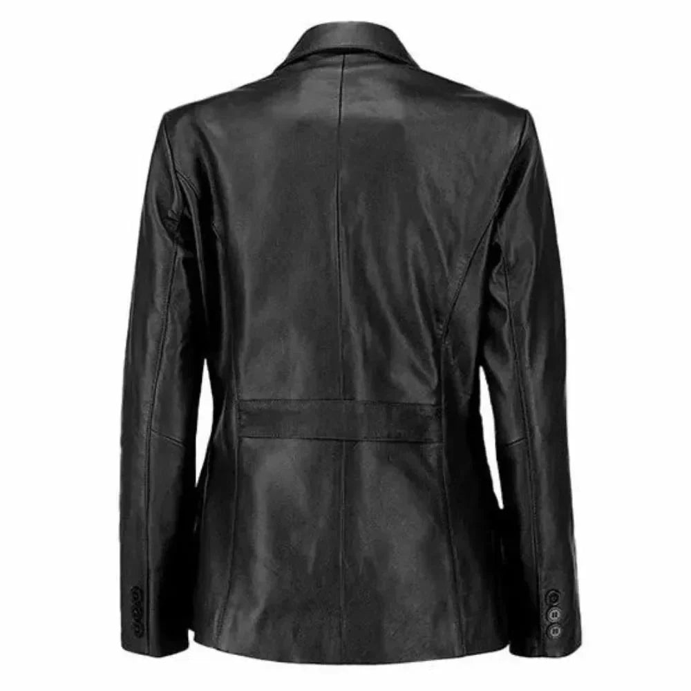 Womens Real Black Leather Blazet