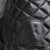 Mens Padded Black Cafe Racer Leather Jacket
