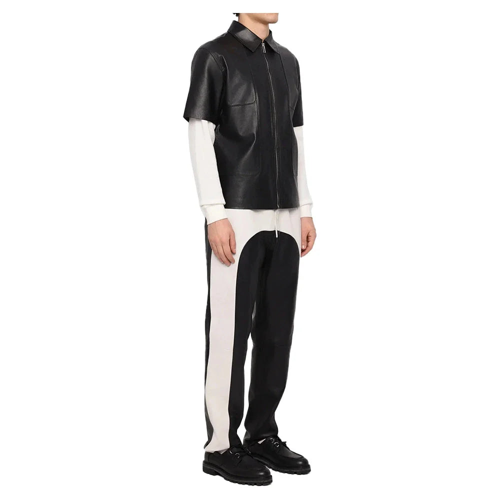 Lightweight Half Sleeves Leather Mens Shirt