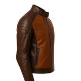 Adventure Brown Dual-Tone Biker Jacket