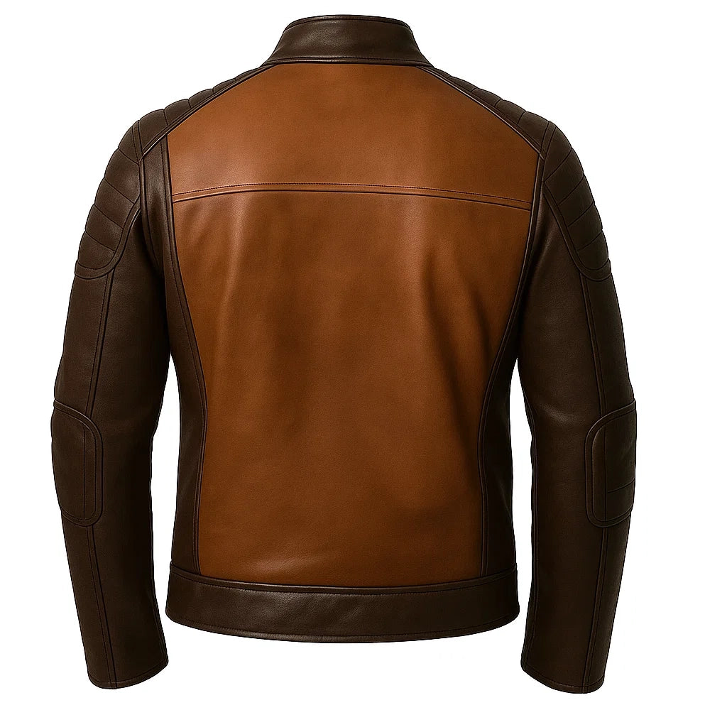 Adventure Brown Dual-Tone Biker Jacket