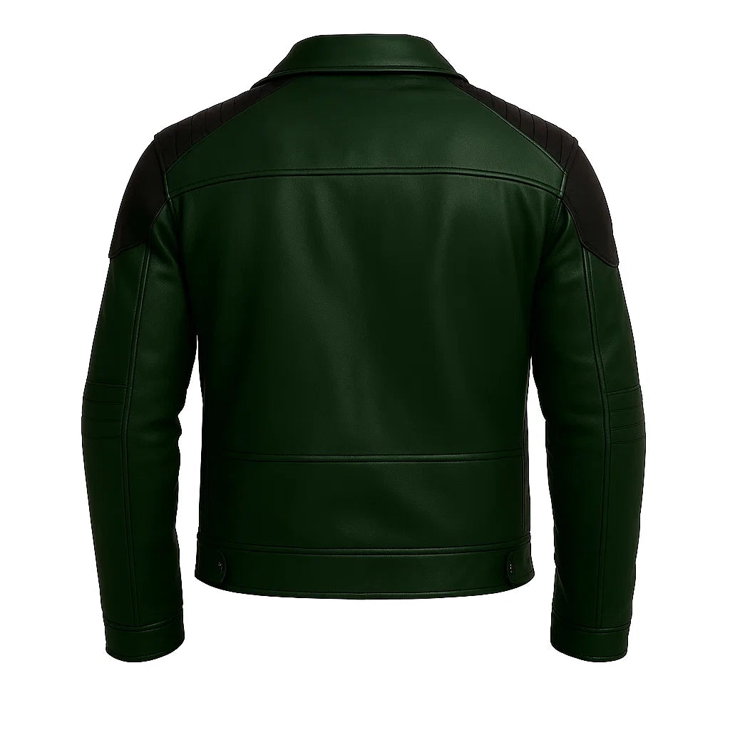 Asymmetrical Dark Green Cafe Racer Jacket