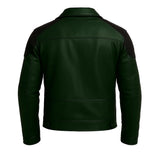 Asymmetrical Dark Green Cafe Racer Jacket