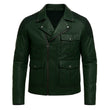 Asymmetrical Dark Green Cafe Racer Jacket