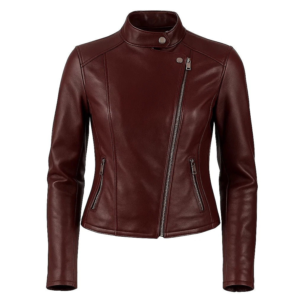 Biker Moto Burgundy Jacket