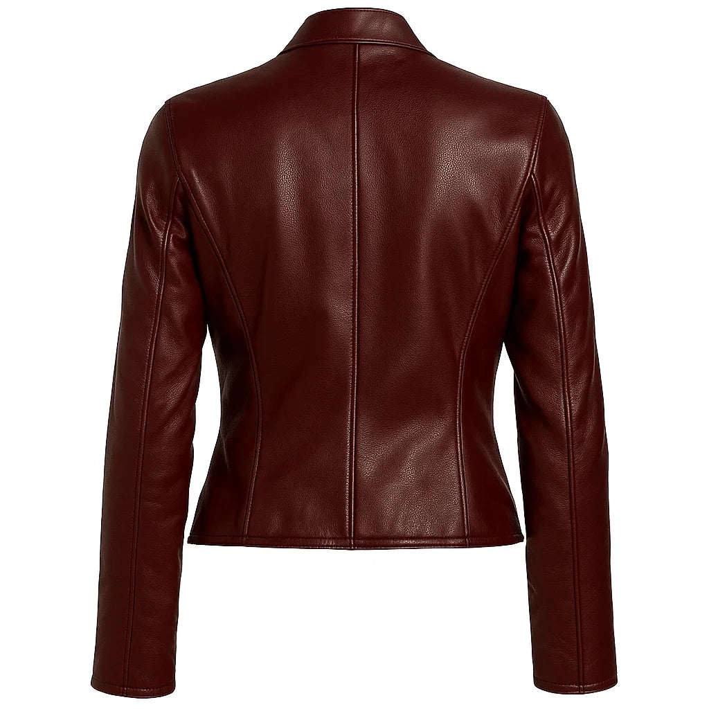 Biker Moto Burgundy Jacket
