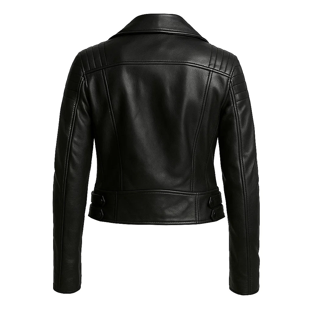 Black Asymmetrical Zipper Biker Jacket