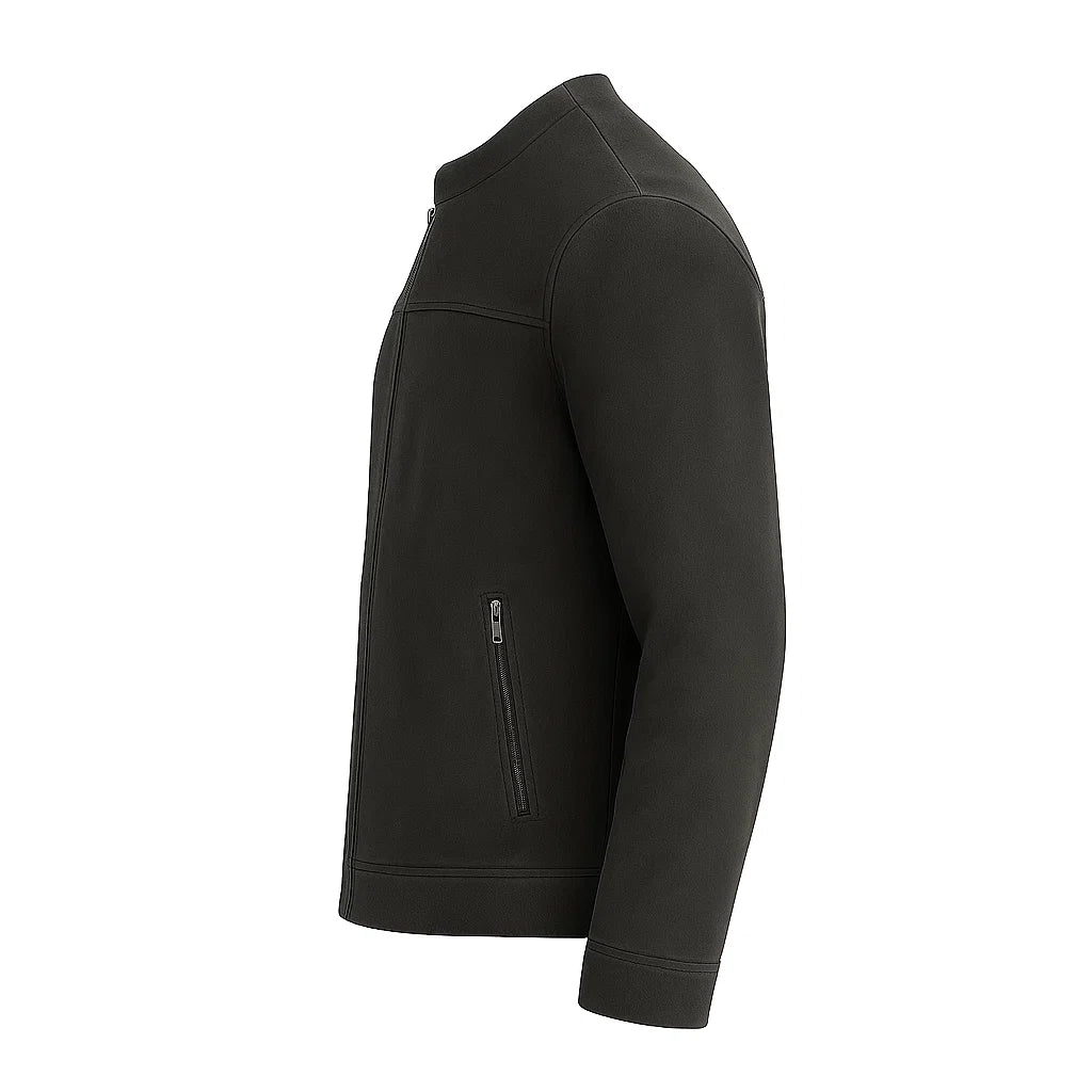 Charcoal Grey Minimal Biker Suede Jacket