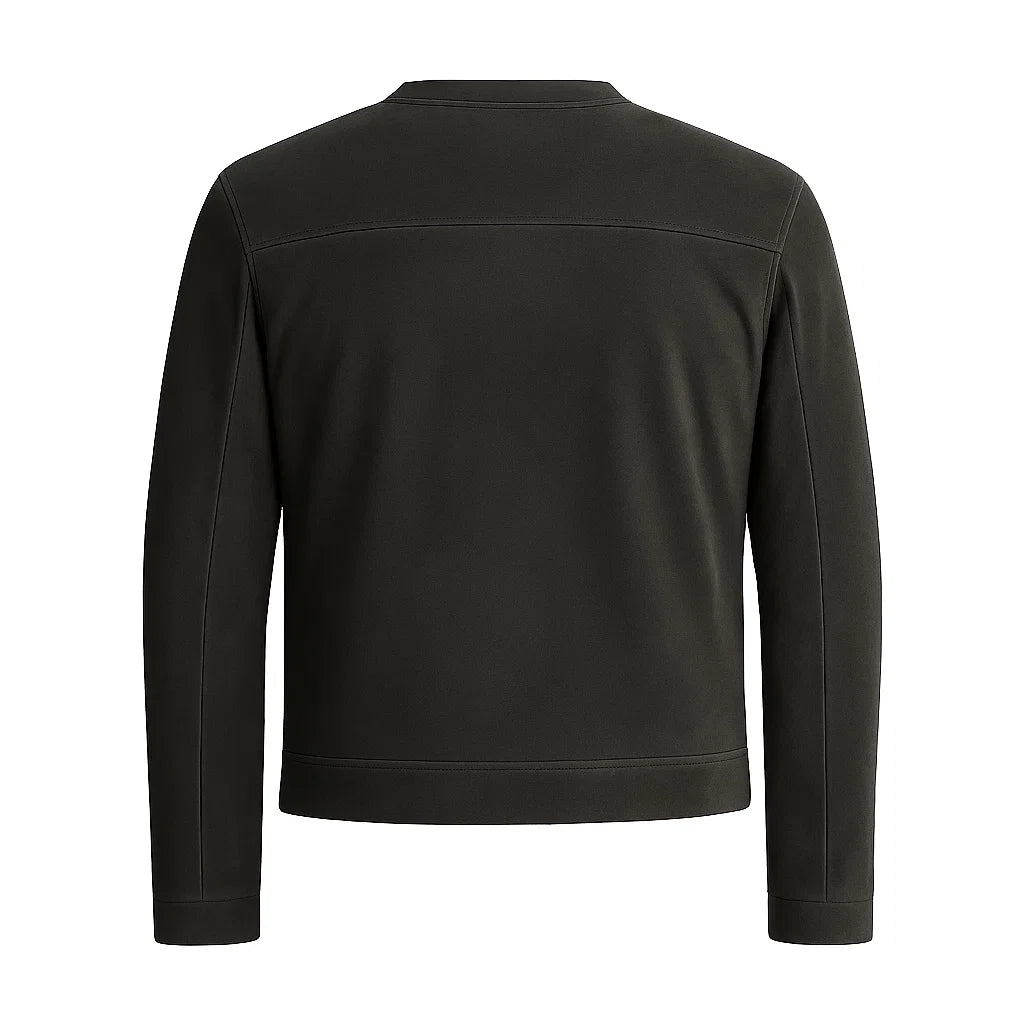 Charcoal Grey Minimal Biker Suede Jacket