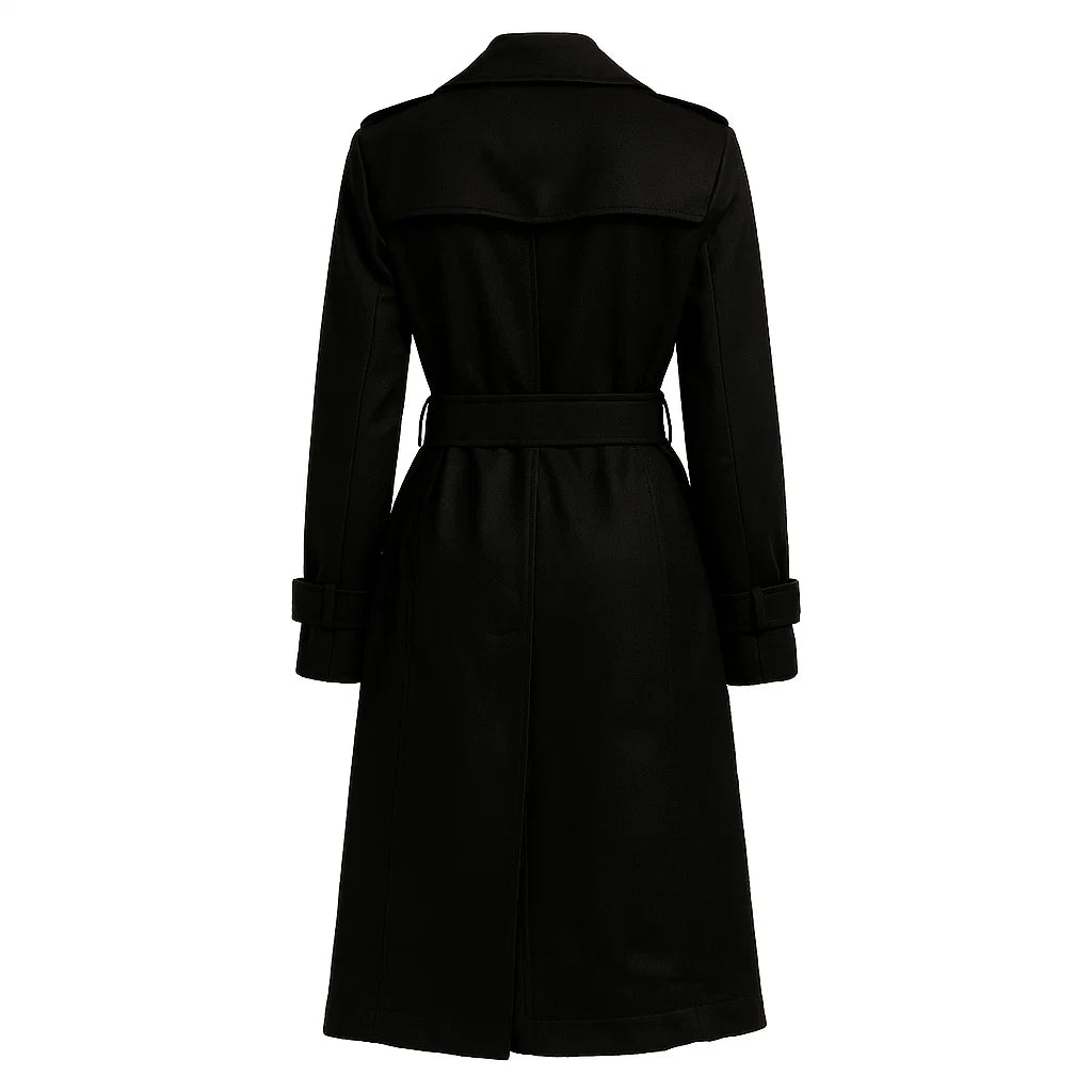 Classic Black Belted Trench Coat