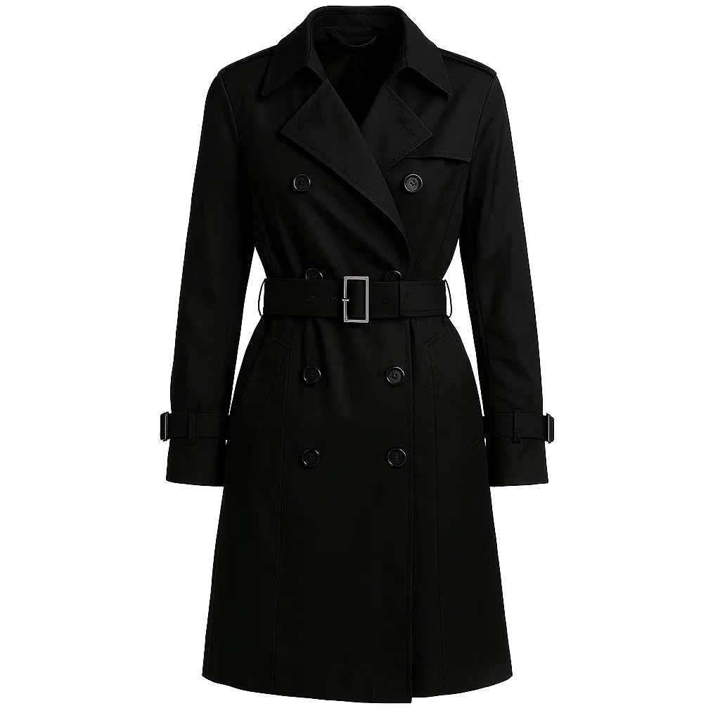 Classic Black Belted Trench Coat