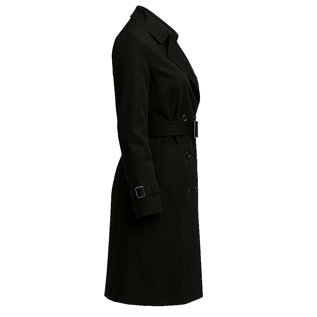 Classic Black Belted Trench Coat