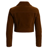 Cropped Biker Brown Suede Jacket