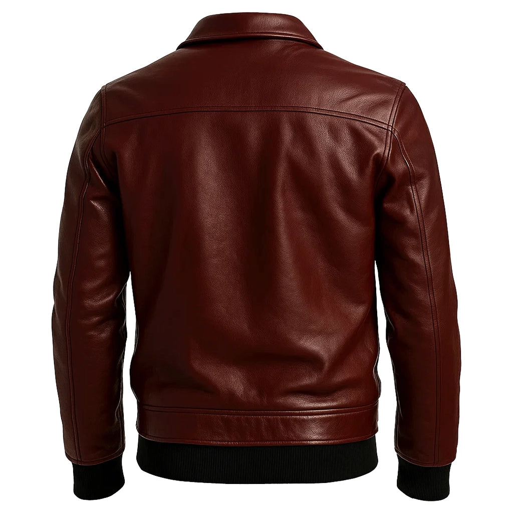 Deep Maroon Cafe Racer Jacket