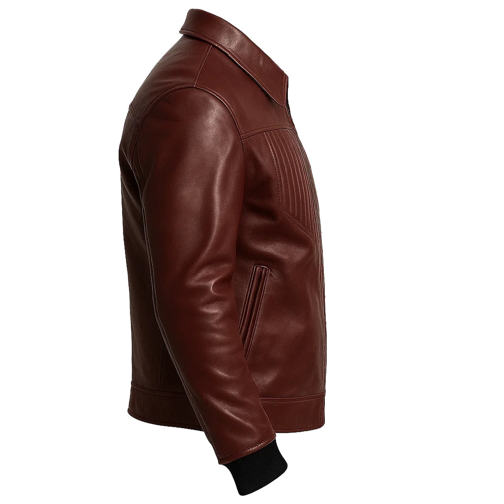 Deep Maroon Cafe Racer Jacket