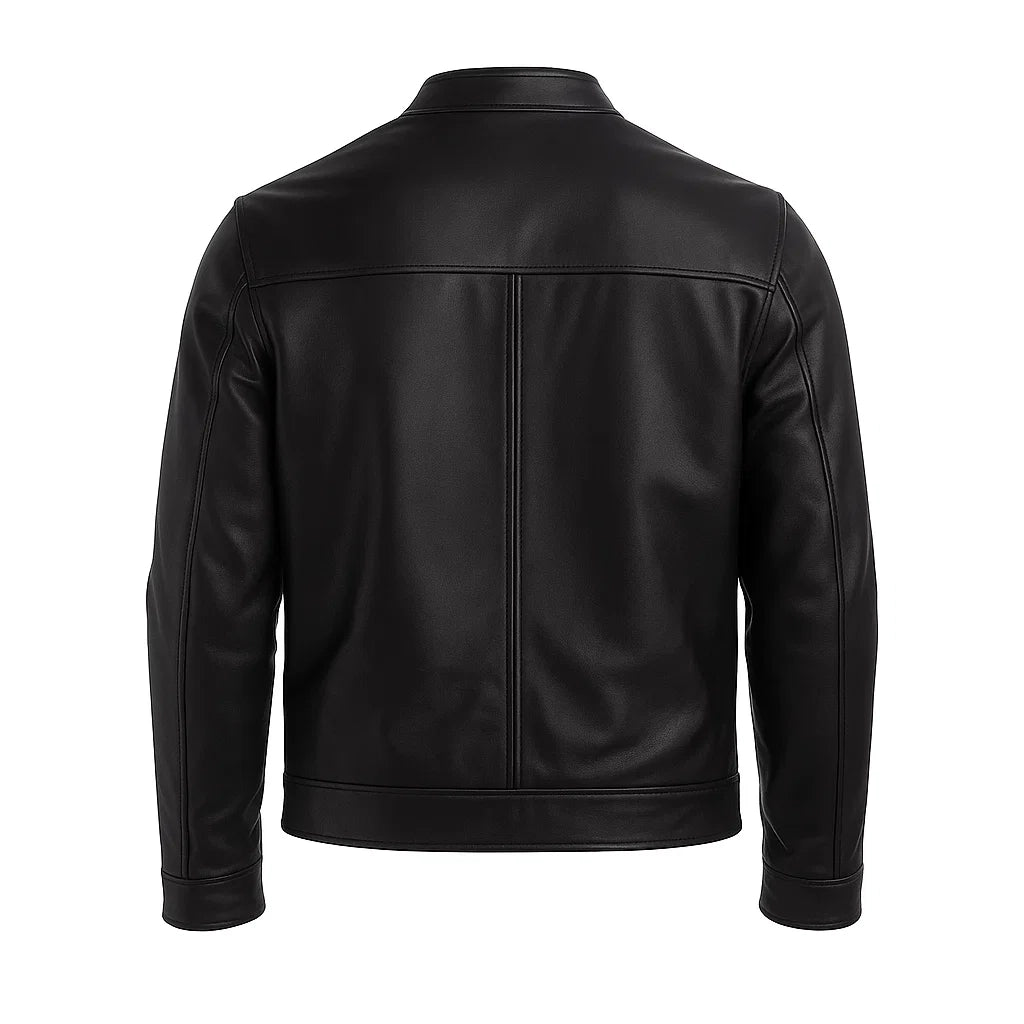 Futuristic Plain Black Cafe Racer Jacket