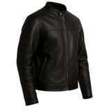 Futuristic Plain Black Cafe Racer Jacket