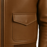 Men Brown Bomber Leather Jacket