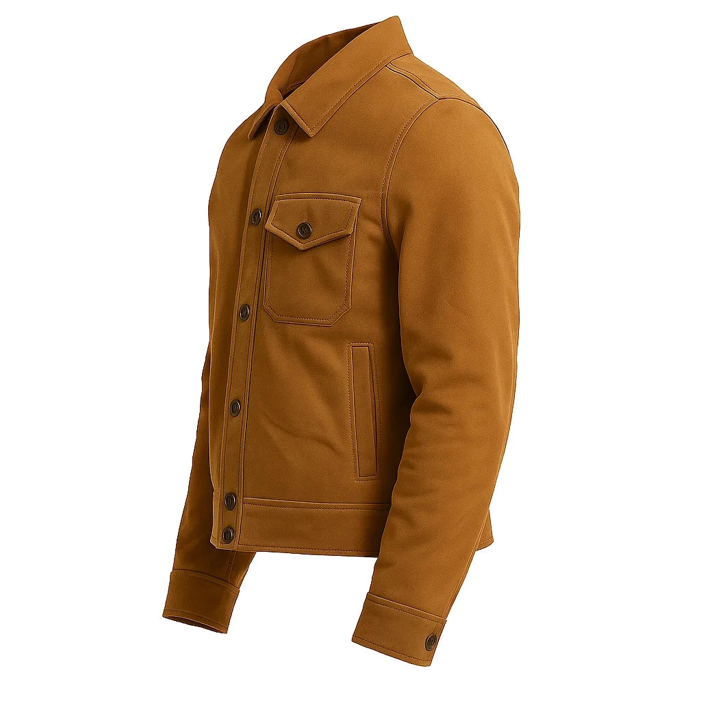 Men Tan Trucker Jacket