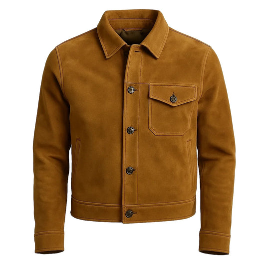Men Tan Trucker Jacket