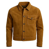 Men Tan Trucker Jacket