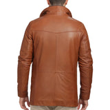 Men's Genuine Brown Lamb Leather Coat with Removable Quilted Vest