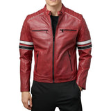 Madrid Mens Quilted Red Leather Jacket