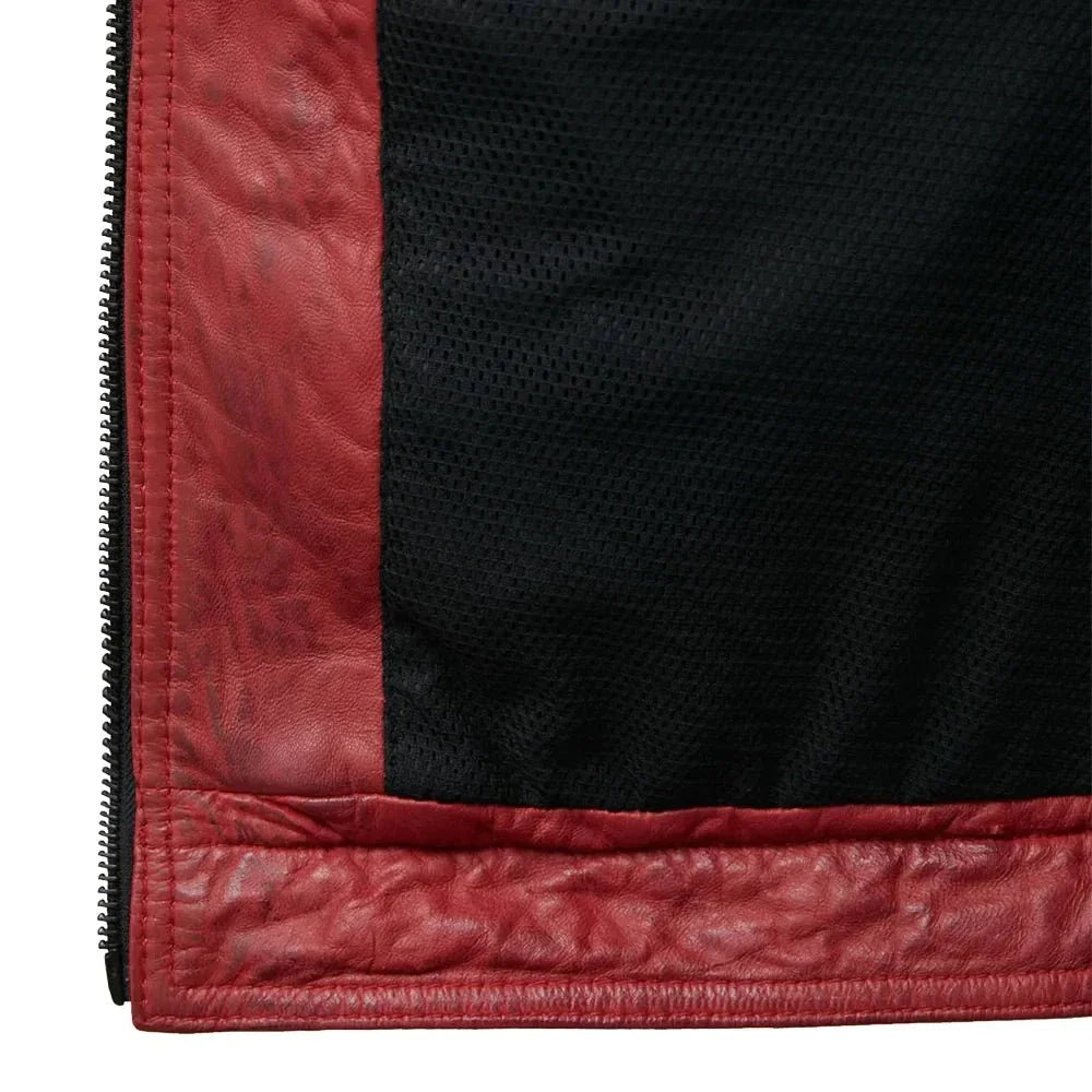 Madrid Mens Quilted Leather Racing Jacket with Stripes
