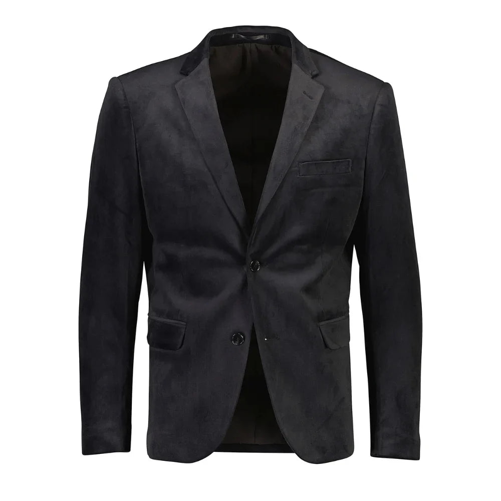 Men's Modern Fit Suede Sport Coat Blazer Black