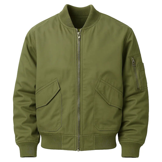 Plain Olive Green Bomber Jacket