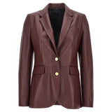 Premium Women Maroon Leather Blazer