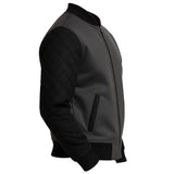 Quilted Grey and Black Bomber Jacket