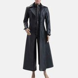Albert Evil 5 Black Leather Trench Coat Mens