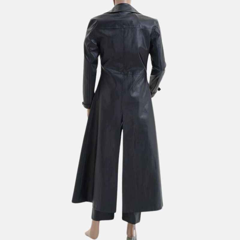 Albert Evil 5 Black Leather Trench Coat Mens