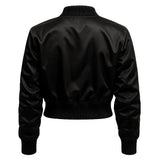Simple Black Cropped Bomber Jacket