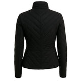 Slim Fit Diagonal Black Quilted Jacket
