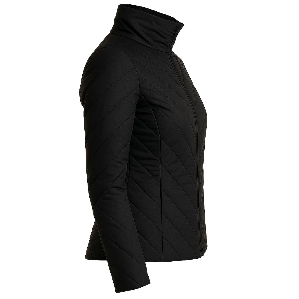 Slim Fit Diagonal Black Quilted Jacket