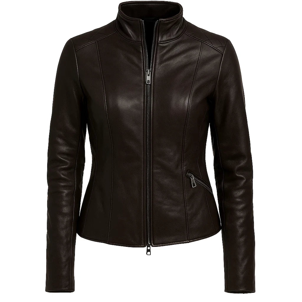 Slim Fit Women Brown Jacket