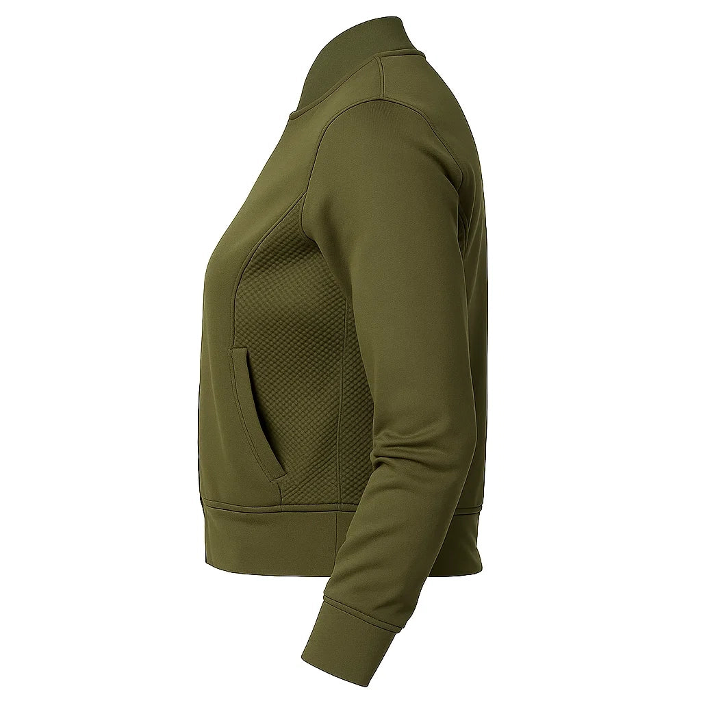 Sporty Olive Green Bomber Jacket