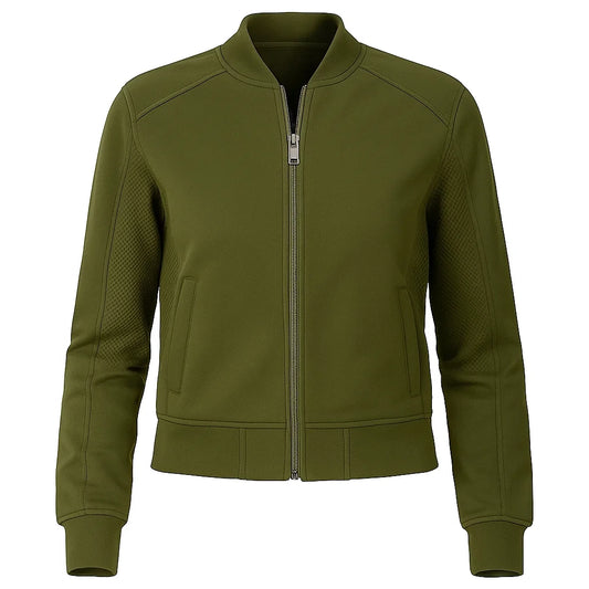 Sporty Olive Green Bomber Jacket