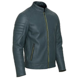 Steel Cafe Racer Green Leather Jacket