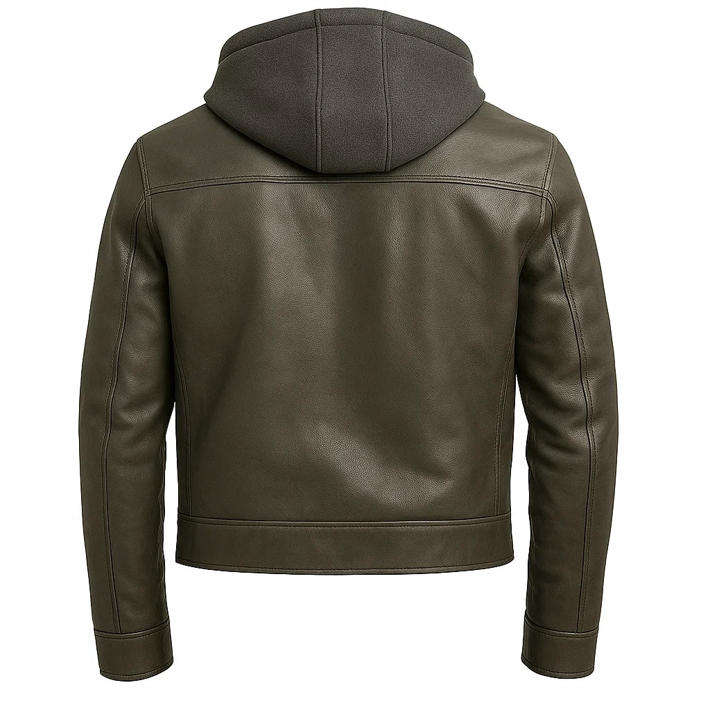 Men Grey Leather Jacket