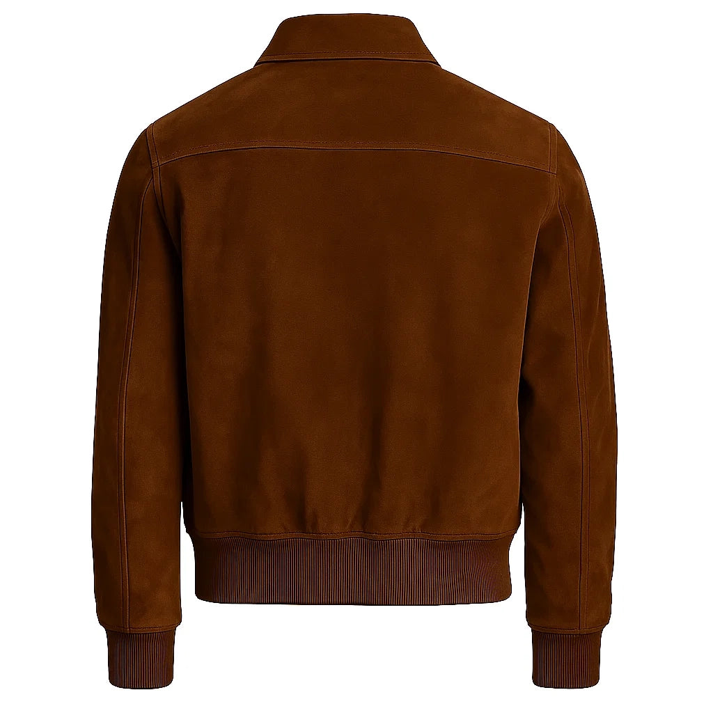 Vintage Brown Bomber Suede Jacket