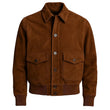 Vintage Brown Bomber Suede Jacket