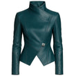 Women Asymmetric Wrap Leather Jacket