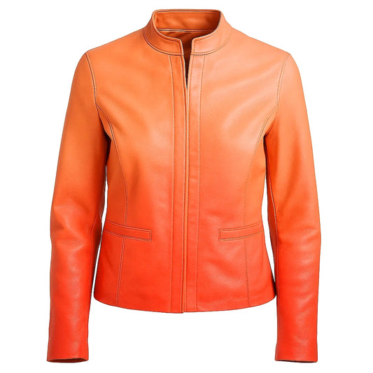Women Gradient Leather Jacket