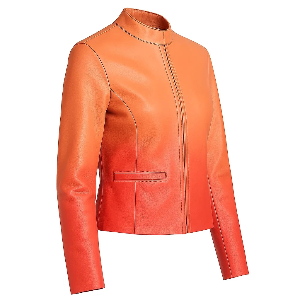 Women Gradient Leather Jacket